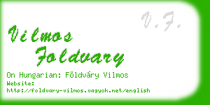 vilmos foldvary business card